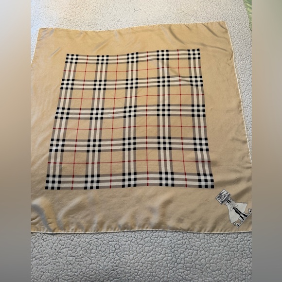 VTG Burberry Silk Checked Square Scarf - Picture 3 of 7